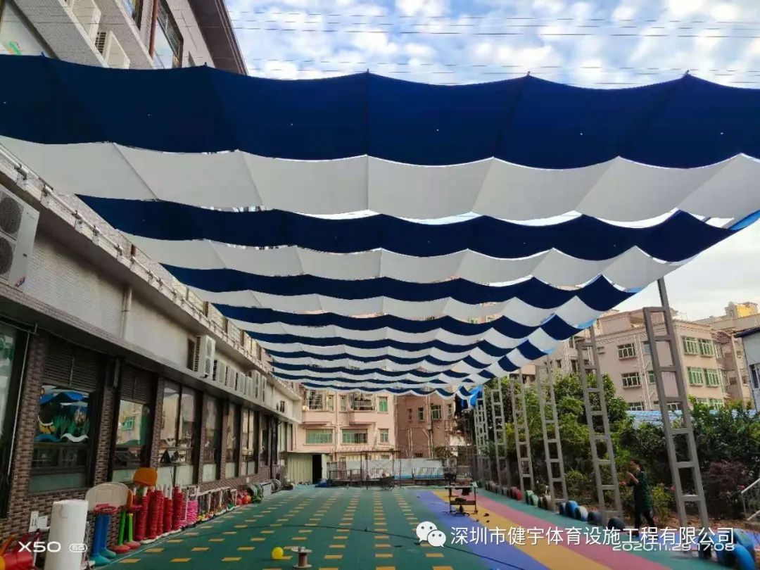 幼兒園遮陽工程-操場電動遮陽-深圳市寶安區(qū)新橋景城幼兒園